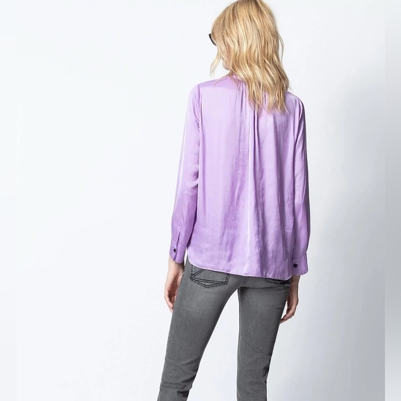 Zadig & Voltaire Tink Satin Pull Over top Purple - Picture 2 of 10